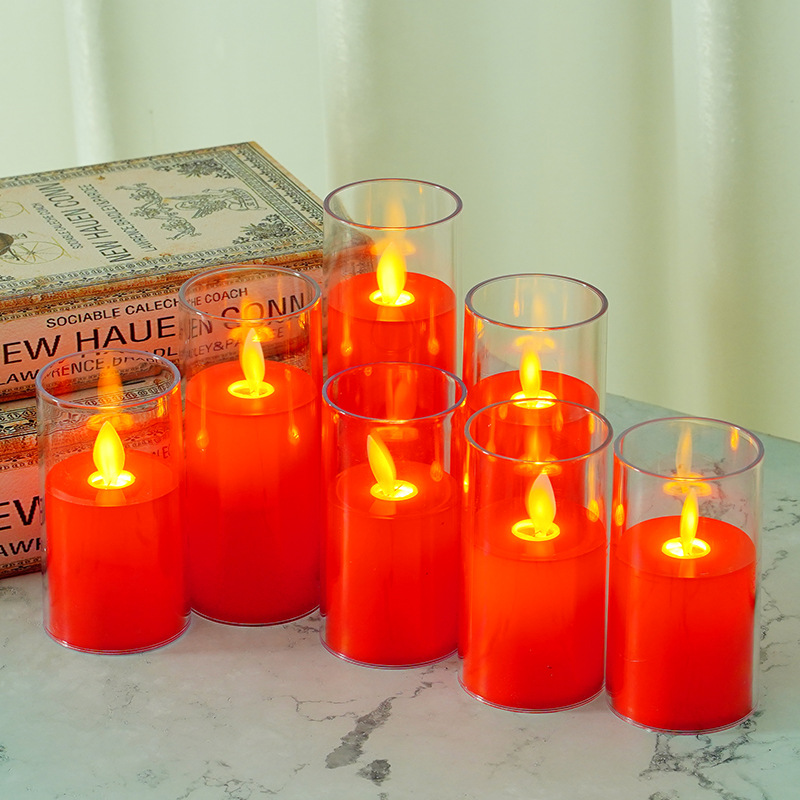 Led candle red Glass enclosed