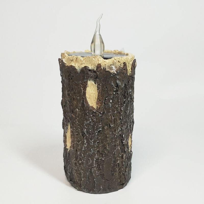 Bark-Textured led Solar pillar candle