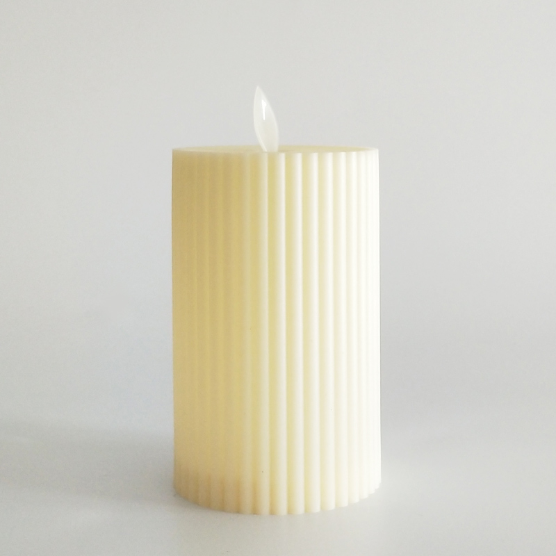 ivory fluted flickering sway Led candle