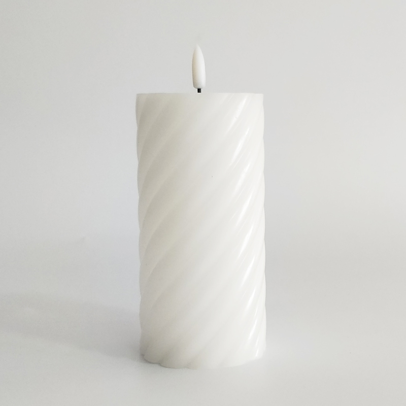 White Swirl paraffin wax  led candle