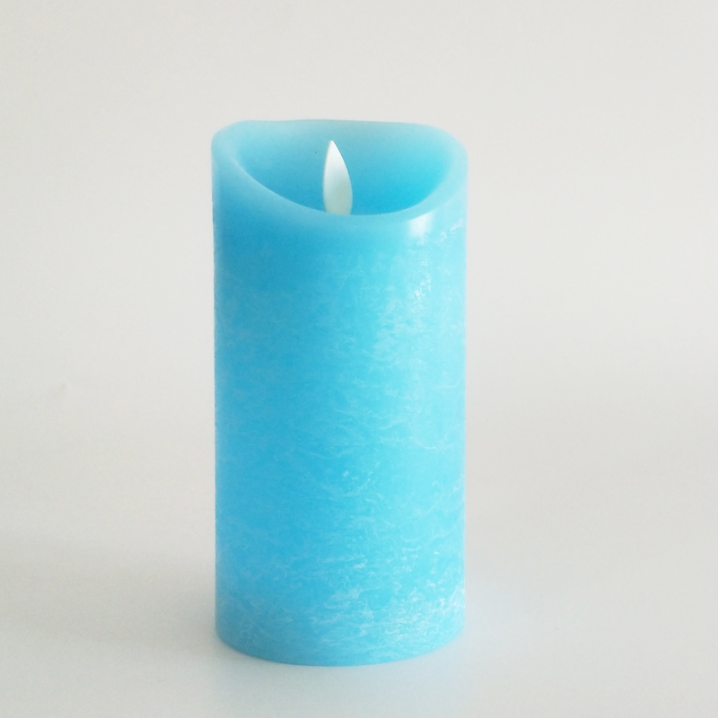 Turquoise Blue paraffin wax led candle with remote control & timer