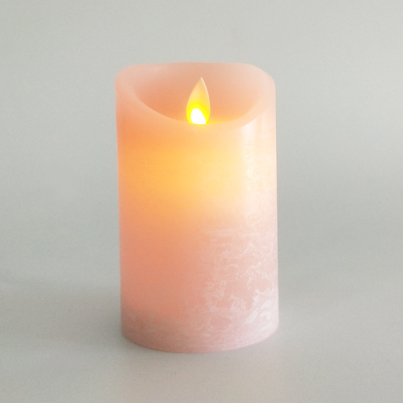 pink Water Ripple paraffin wax led candle with remote control & timer