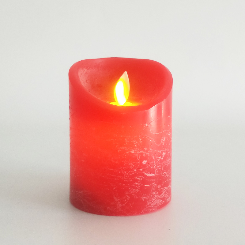 red Water Ripple paraffin wax led candle with remote control & timer