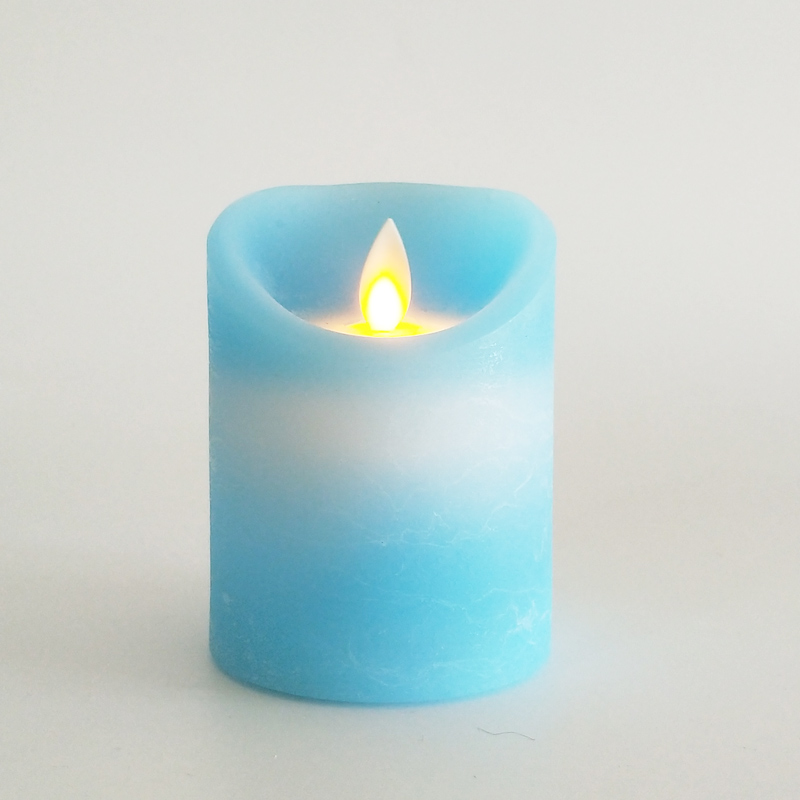 Turquoise Blue paraffin wax led candle with remote control & timer