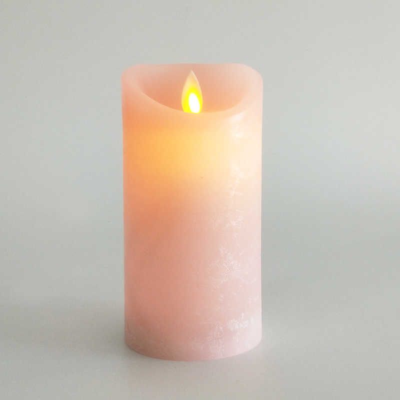 pink Water Ripple paraffin wax led candle with remote control & timer