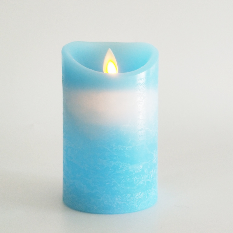 Turquoise Blue paraffin wax led candle with remote control & timer