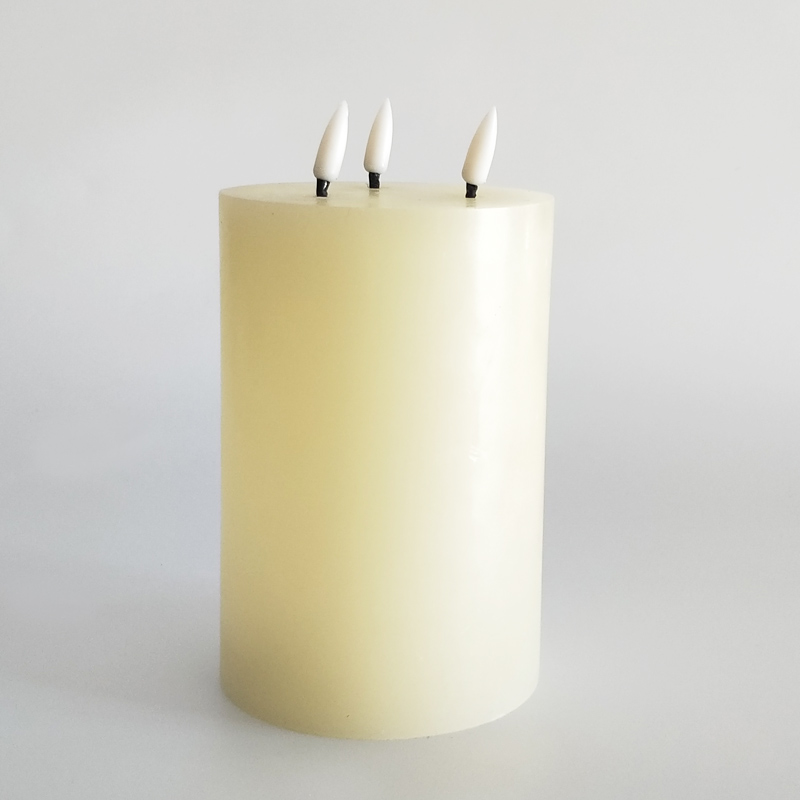 Large 3 wicks paraffin wax  led pillar candle