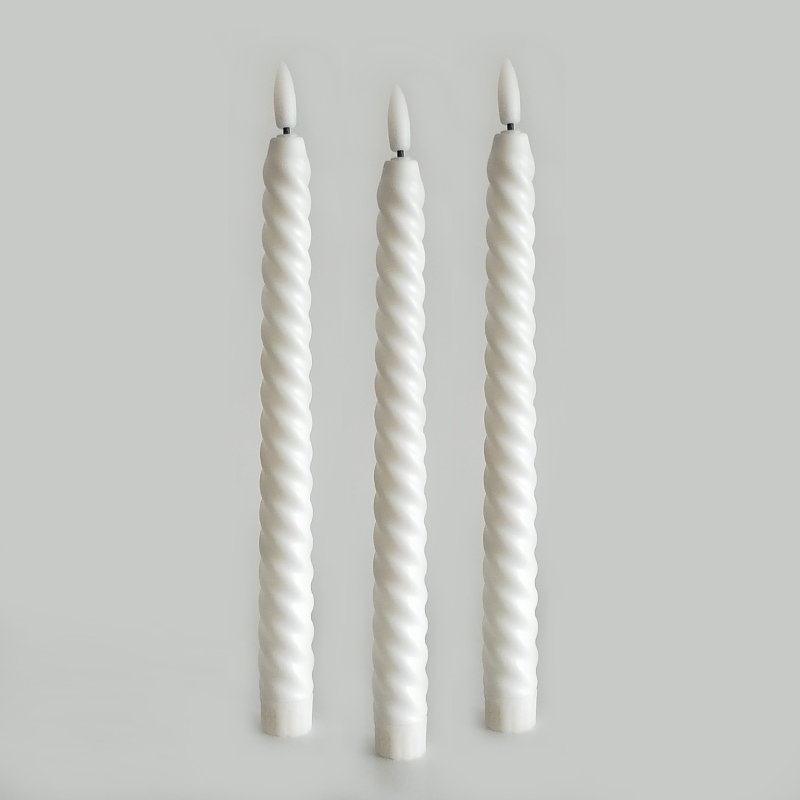 Swirl white led taper candle