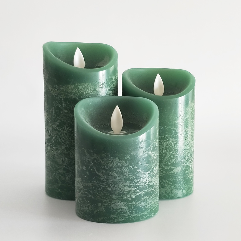 Green Water Ripple paraffin wax led candle