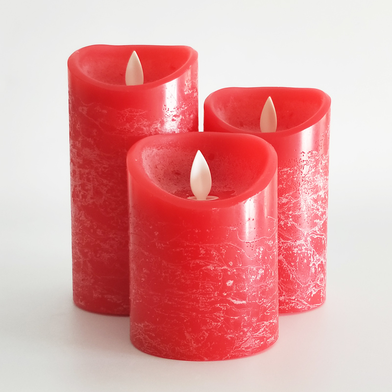 red Water Ripple paraffin wax led candle with remote control & timer