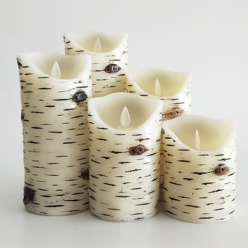 Burnt Birch Bark paraffin wax Led candle moving wick