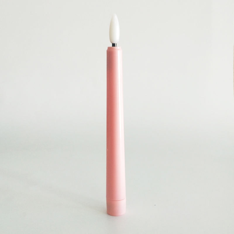 Pink dripped led taper candle with remote control