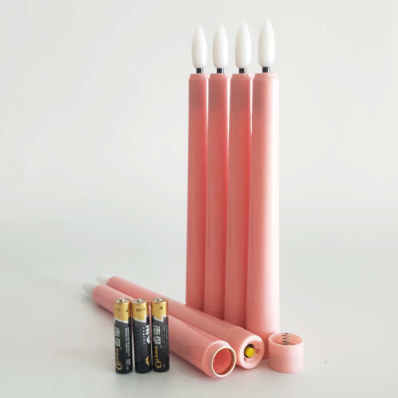 Pink dripped led taper candle with remote control