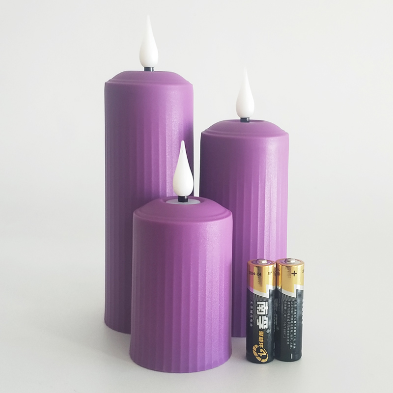 Purple & pink led pillar candle with remote control timer