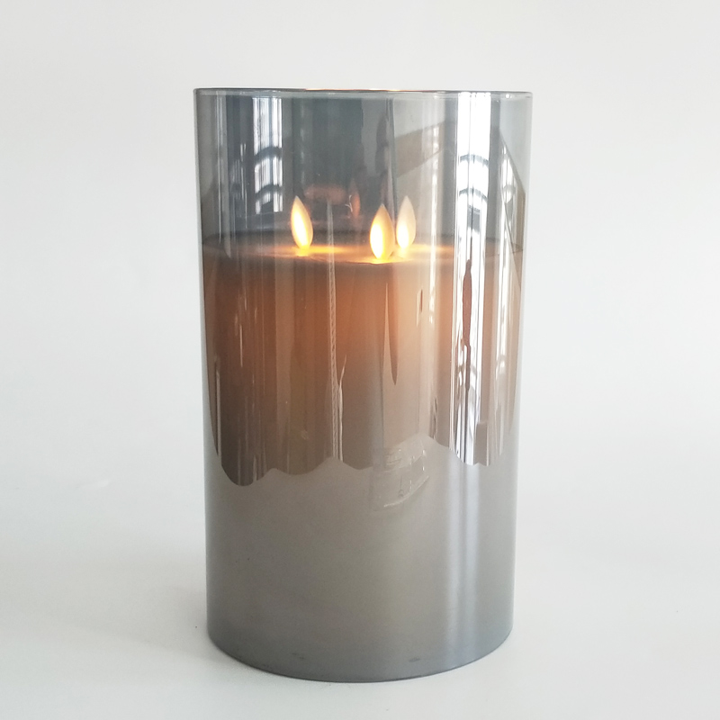 large 3 wicks led pillar candles 15cm glass enclosed