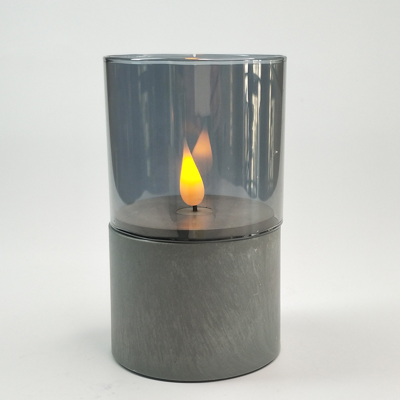 Gray led pillar candle glass sets