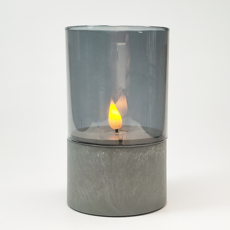 Gray led pillar candle glass sets